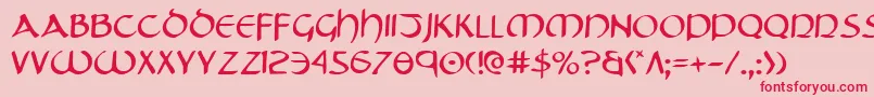 フォントTristram – ピンクの背景に赤い文字