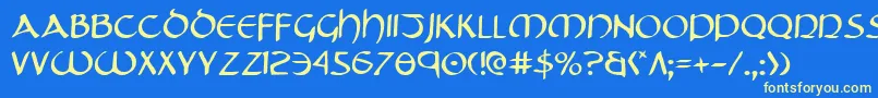 Tristram Font – Yellow Fonts on Blue Background