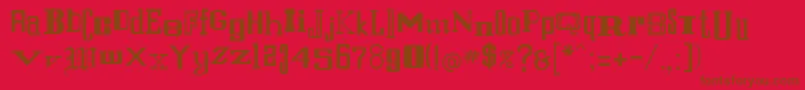 Fonte RulandRegular – fontes marrons em um fundo vermelho