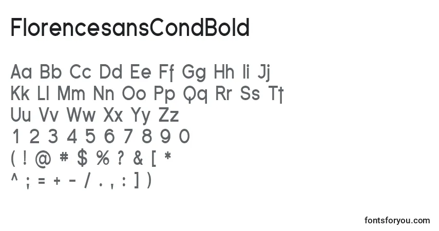 Schriftart FlorencesansCondBold – Alphabet, Zahlen, spezielle Symbole