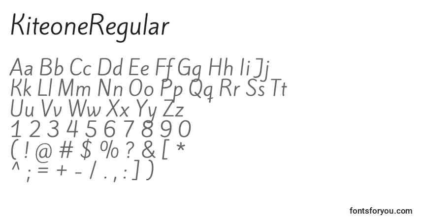KiteoneRegularフォント–アルファベット、数字、特殊文字