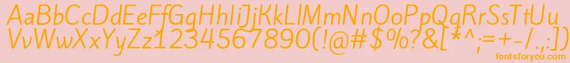 KiteoneRegular-Schriftart – Orangefarbene Schriften auf rosa Hintergrund