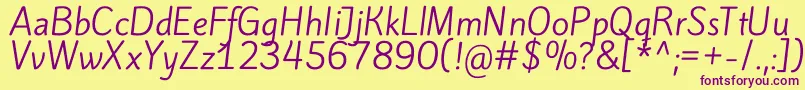 KiteoneRegular Font – Purple Fonts on Yellow Background