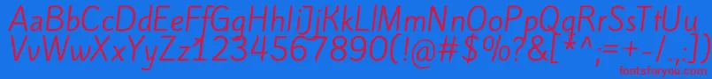 KiteoneRegular Font – Red Fonts on Blue Background