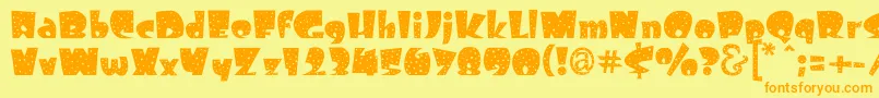 Freckle-Schriftart – Orangefarbene Schriften auf gelbem Hintergrund