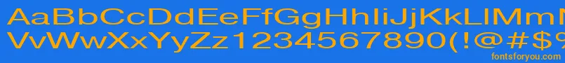 フォントPragmaticactt160n – オレンジ色の文字が青い背景にあります。