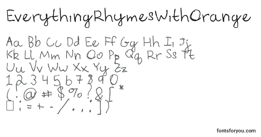 Schriftart EverythingRhymesWithOrange – Alphabet, Zahlen, spezielle Symbole