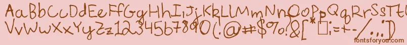 EverythingRhymesWithOrange-fontti – ruskeat fontit vaaleanpunaisella taustalla