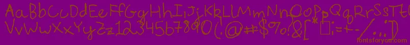 フォントEverythingRhymesWithOrange – 紫色の背景に茶色のフォント