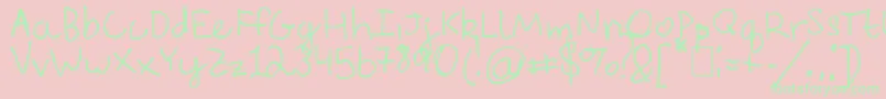 EverythingRhymesWithOrange-fontti – vihreät fontit vaaleanpunaisella taustalla