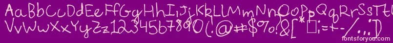 EverythingRhymesWithOrange-fontti – vaaleanpunaiset fontit violetilla taustalla