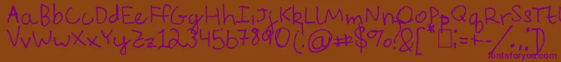 EverythingRhymesWithOrange-fontti – violetit fontit ruskealla taustalla
