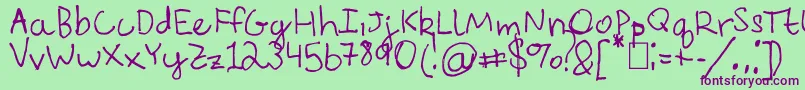 EverythingRhymesWithOrange-fontti – violetit fontit vihreällä taustalla