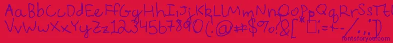 EverythingRhymesWithOrange-Schriftart – Violette Schriften auf rotem Hintergrund