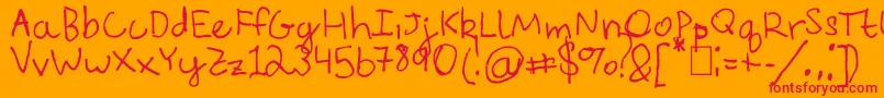 EverythingRhymesWithOrange-Schriftart – Rote Schriften auf orangefarbenem Hintergrund