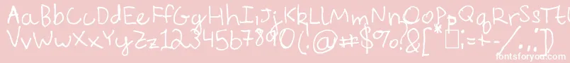 EverythingRhymesWithOrange-fontti – valkoiset fontit vaaleanpunaisella taustalla