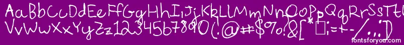 EverythingRhymesWithOrange-fontti – valkoiset fontit violetilla taustalla