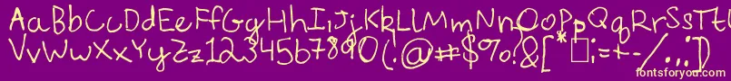 EverythingRhymesWithOrange-fontti – keltaiset fontit violetilla taustalla