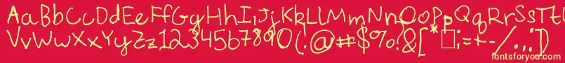 EverythingRhymesWithOrange-fontti – keltaiset fontit punaisella taustalla