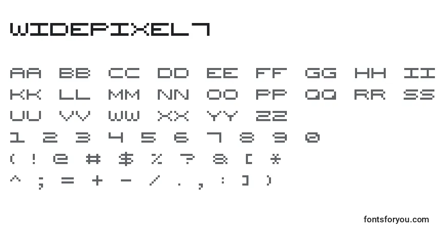 WidePixel7-fontti – aakkoset, numerot, erikoismerkit