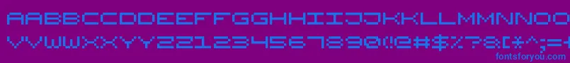 WidePixel7-Schriftart – Blaue Schriften auf violettem Hintergrund