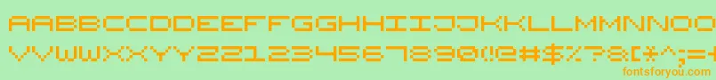 WidePixel7-fontti – oranssit fontit vihreällä taustalla