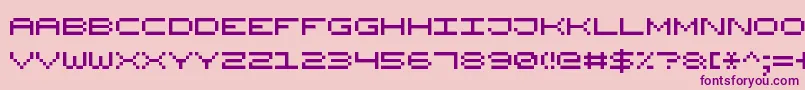 WidePixel7-Schriftart – Violette Schriften auf rosa Hintergrund