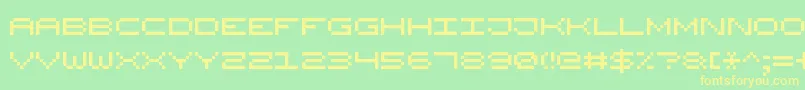Czcionka WidePixel7 – żółte czcionki na zielonym tle