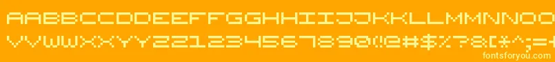 WidePixel7-Schriftart – Gelbe Schriften auf orangefarbenem Hintergrund