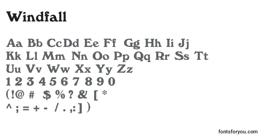 A fonte Windfall – alfabeto, números, caracteres especiais