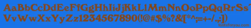 フォントWindfall – 茶色の文字が青い背景にあります。