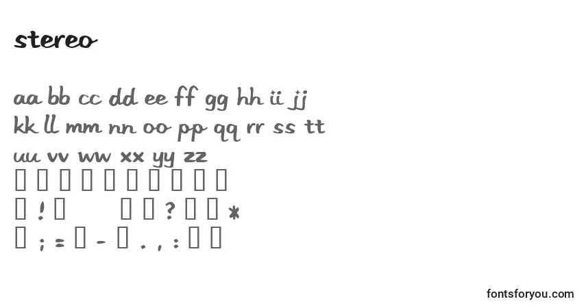 Schriftart Stereo – Alphabet, Zahlen, spezielle Symbole