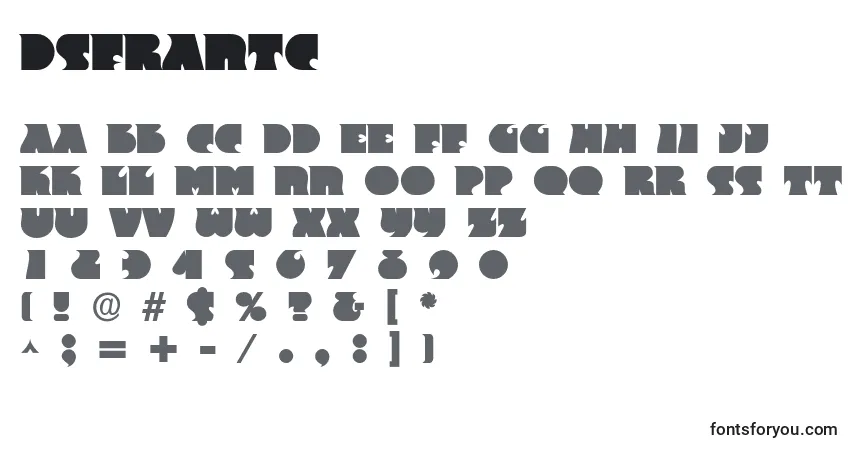 A fonte Dsfrantc – alfabeto, números, caracteres especiais