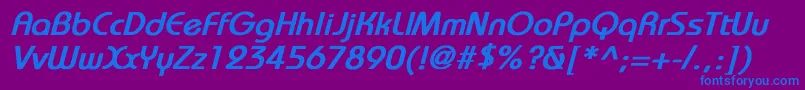 フォントBauhausBoldItalic – 紫色の背景に青い文字