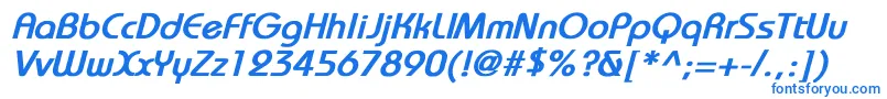BauhausBoldItalic-fontti – siniset fontit valkoisella taustalla