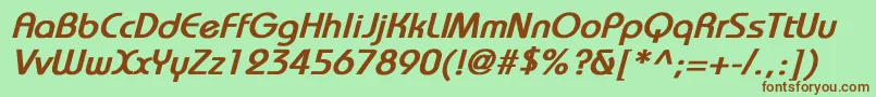 BauhausBoldItalic Font – Brown Fonts on Green Background