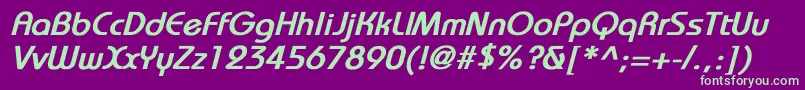 BauhausBoldItalic Font – Green Fonts on Purple Background