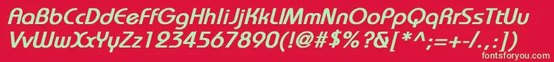 BauhausBoldItalic Font – Green Fonts on Red Background