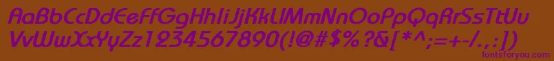 BauhausBoldItalic Font – Purple Fonts on Brown Background