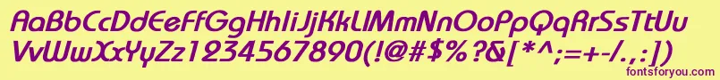 BauhausBoldItalic-fontti – violetit fontit keltaisella taustalla