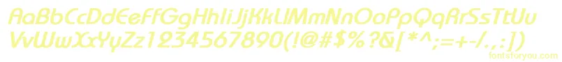 フォントBauhausBoldItalic – 白い背景に黄色の文字