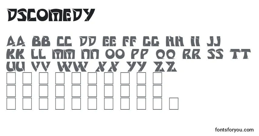 A fonte Dscomedy – alfabeto, números, caracteres especiais