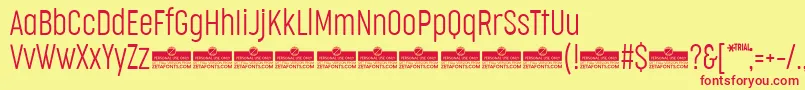 Шрифт CocogooseCompressedUltralightTrial – красные шрифты на жёлтом фоне