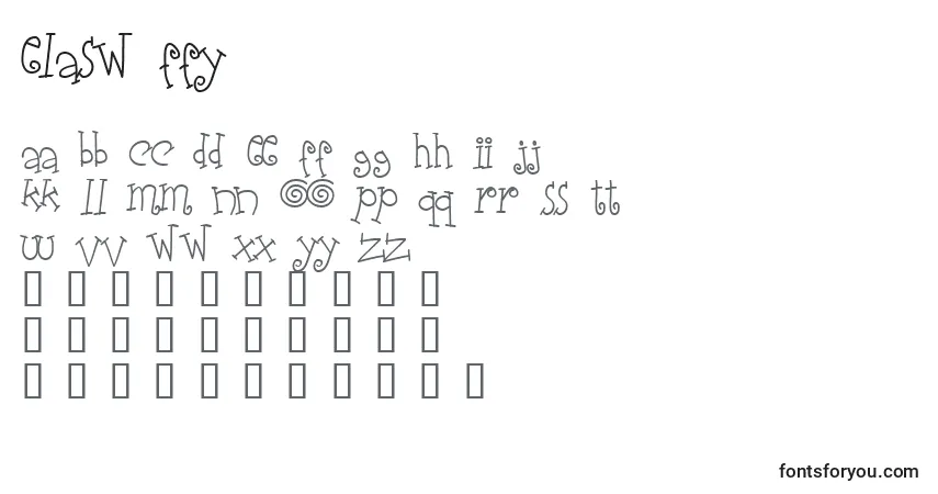 Schriftart Elasw ffy – Alphabet, Zahlen, spezielle Symbole