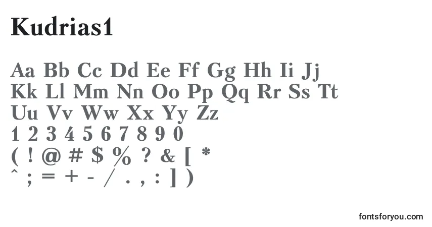 A fonte Kudrias1 – alfabeto, números, caracteres especiais