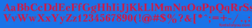 フォントKudrias1 – 赤い文字の青い背景
