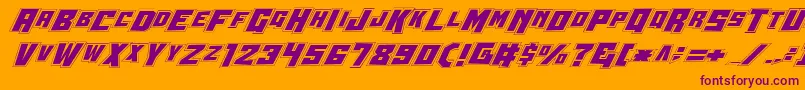 Wbv4p2-fontti – violetit fontit oranssilla taustalla