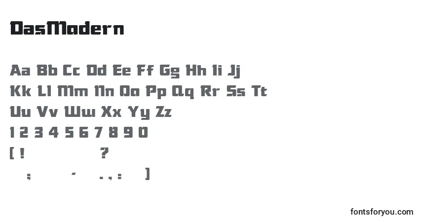 DasModern-fontti – aakkoset, numerot, erikoismerkit