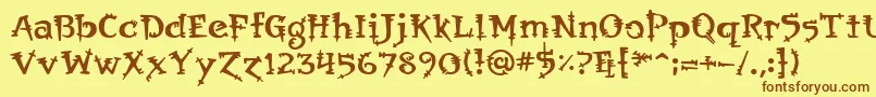 OrbusMultiserif-fontti – ruskeat fontit keltaisella taustalla