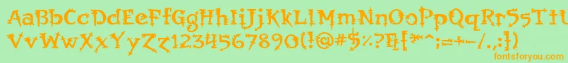 OrbusMultiserif-Schriftart – Orangefarbene Schriften auf grünem Hintergrund